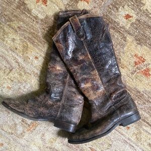 Frye Distressed brown leather riding boots